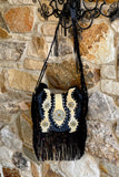 Leather Haircalf Crossbody with Embellishment