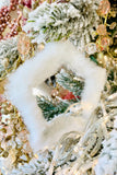 White Fur Mirror Ornaments, Set of 12