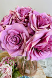 Velvet Pink Rose Blooms, Set of 6