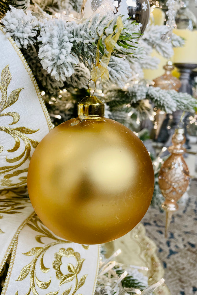 10 Piece Gold and Pearl Glass Ornament Box Set