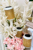Cream Metal and Rattan Solar Light Hanging and Stake Set