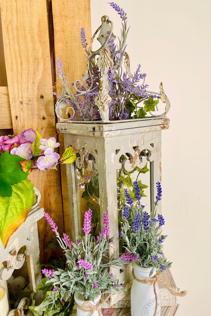 23" Light Blue Antiqued Lantern