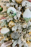 Soft Green and White Glass Ornaments, Set of 3