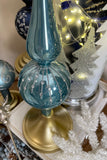 Blue Glass Finials, Set of 3