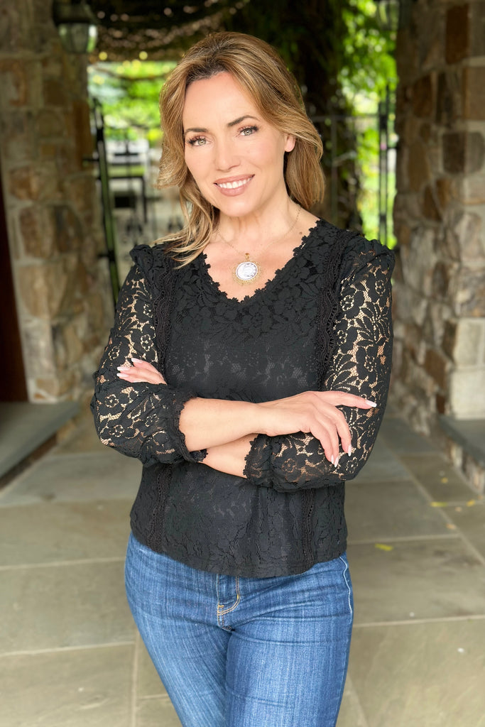 Feminine Lace Detail Tunic Top