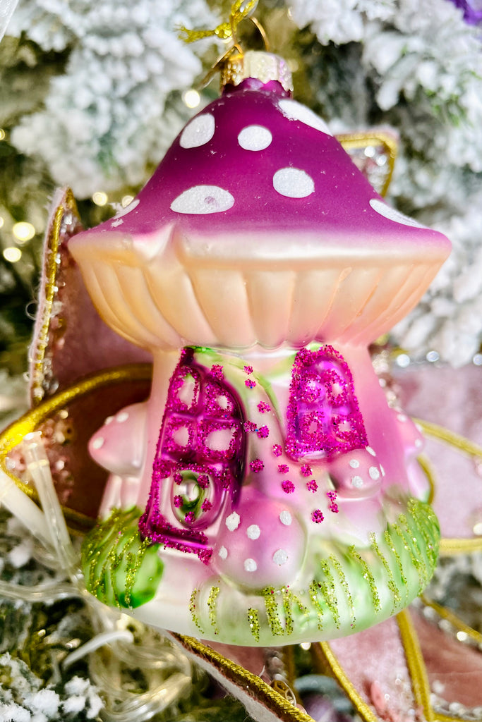 Magical Pink Toadstool Ornaments,Set of 4
