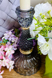 Glass Candleholders with Gold Accents, Set of 3