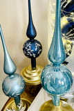 Blue Glass Finials, Set of 3
