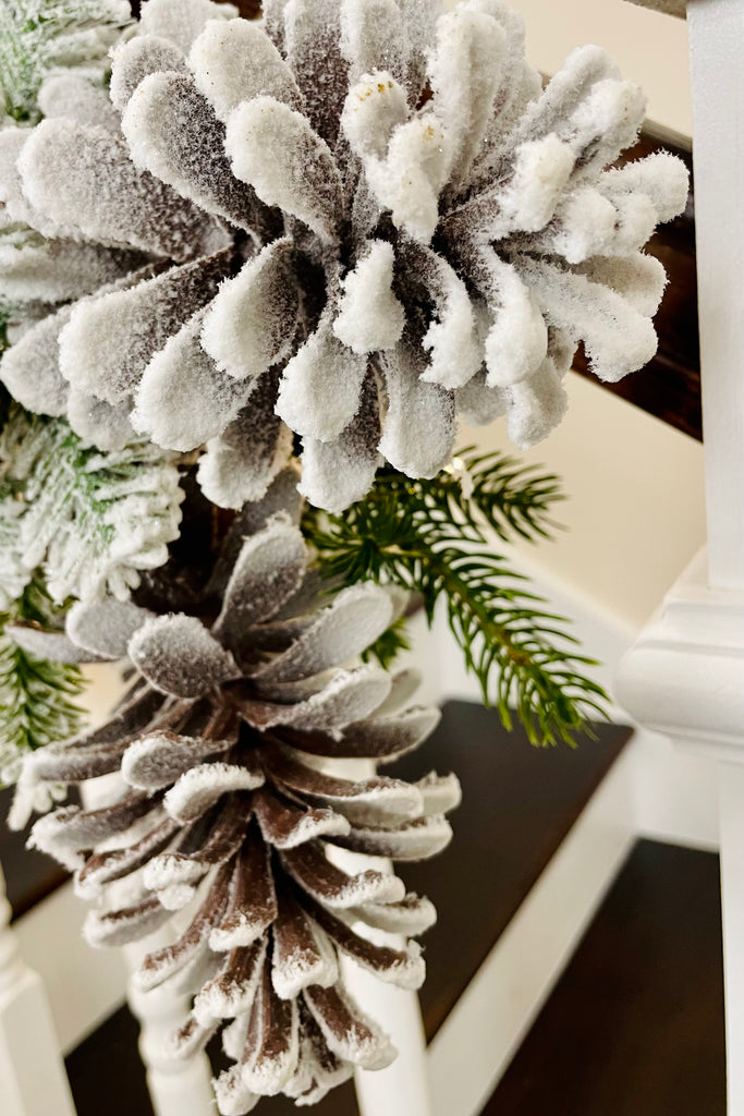 21 Inch Flocked Fir and Pinecone Stem, Set of 3