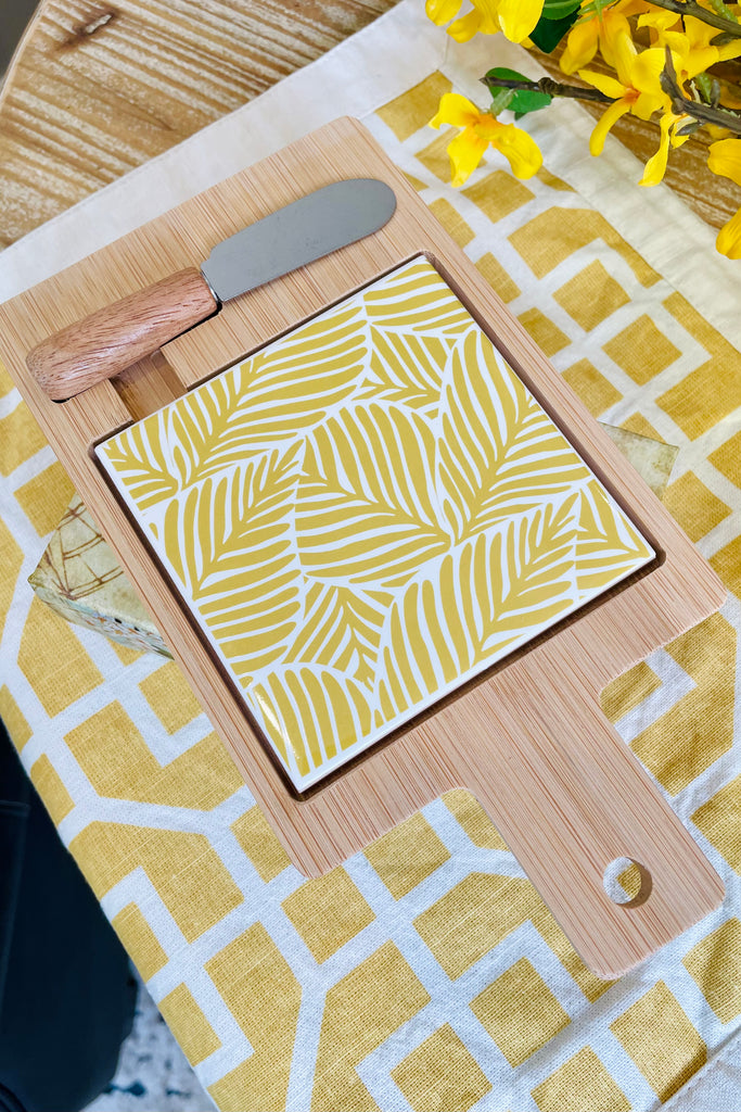 Bamboo and Porcelain Cheese Board, Set of 2