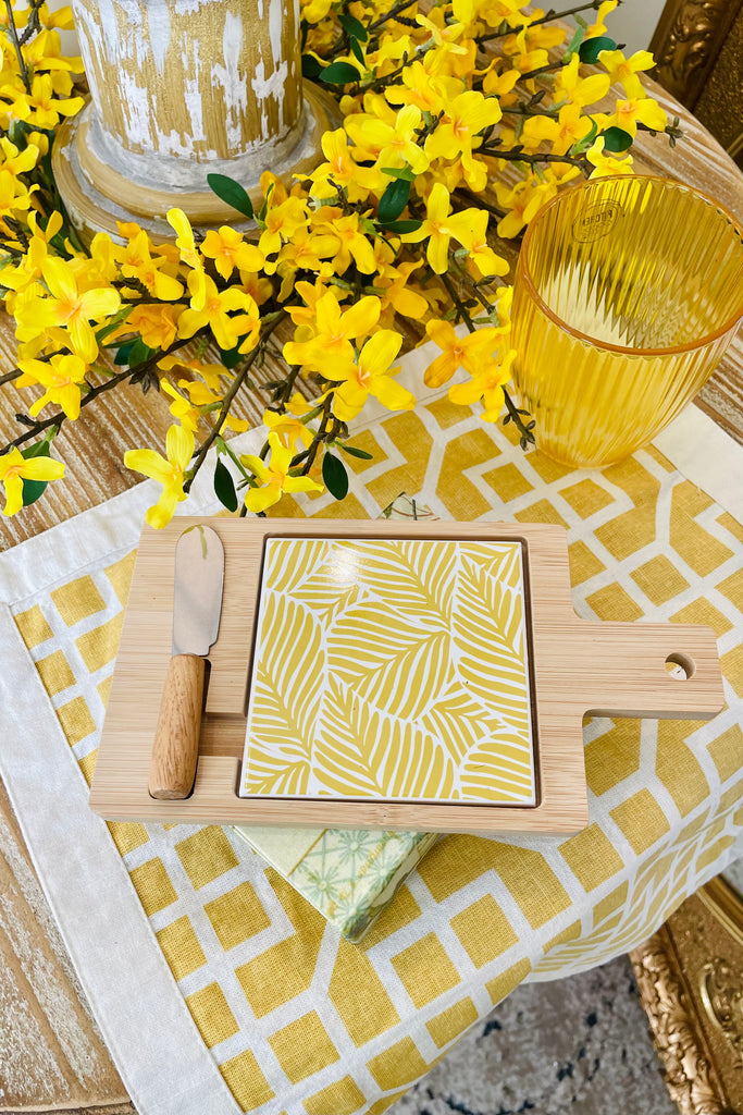 Bamboo and Porcelain Cheese Board, Set of 2