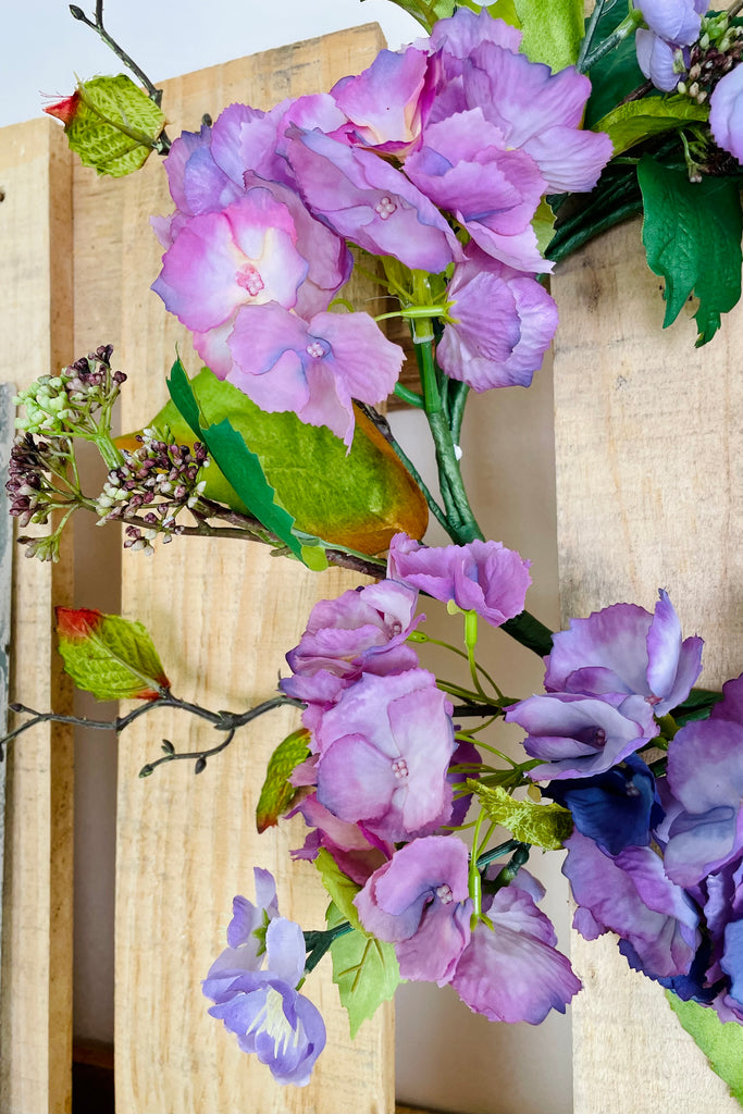 Purple Hydrangea Candle Ring, Choice of Size