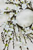 19 Inch White Cherry Blossom Candle Ring / Wreath
