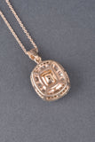 14K Gold 3ct Morganite and Diamond Rectangular Pendant with Chain