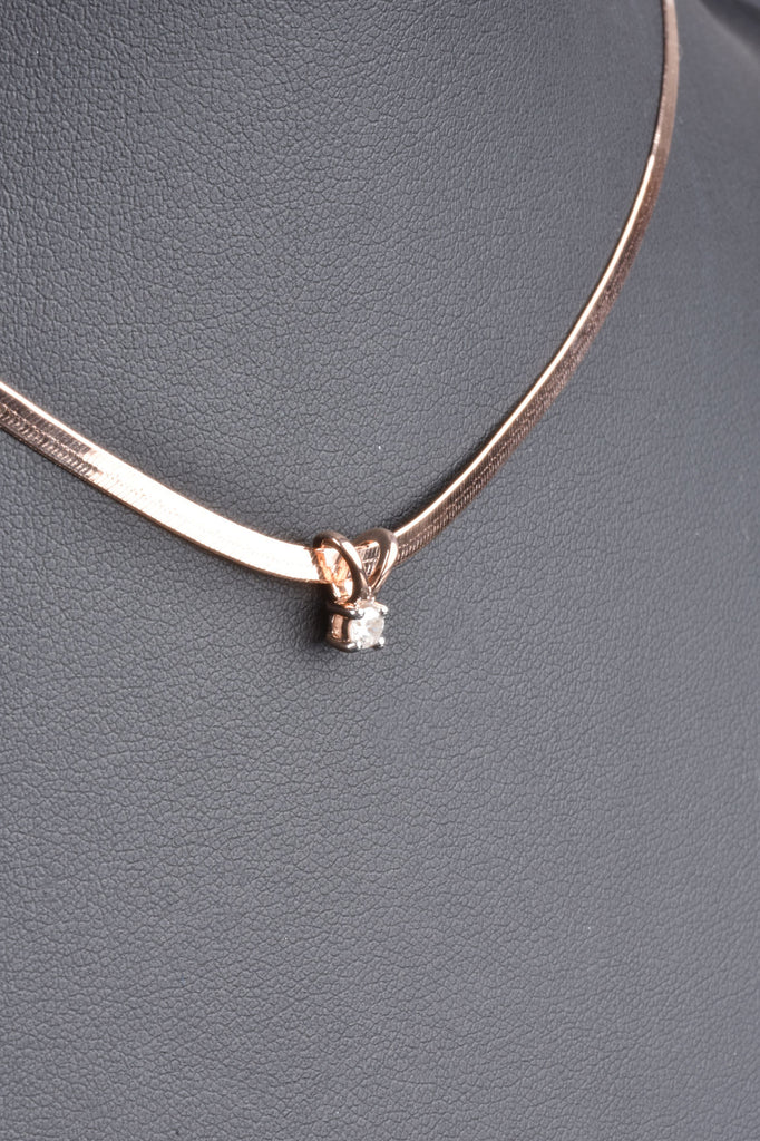 Sterling Herringbone Necklace with 1/10ct Diamond Slide Pendant