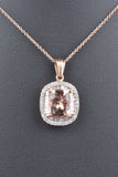 14K Gold 3ct Morganite and Diamond Rectangular Pendant with Chain