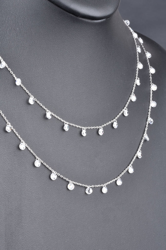 Sterling Couture Inspired 16" or 36" Delicate Faceted Drop Necklace