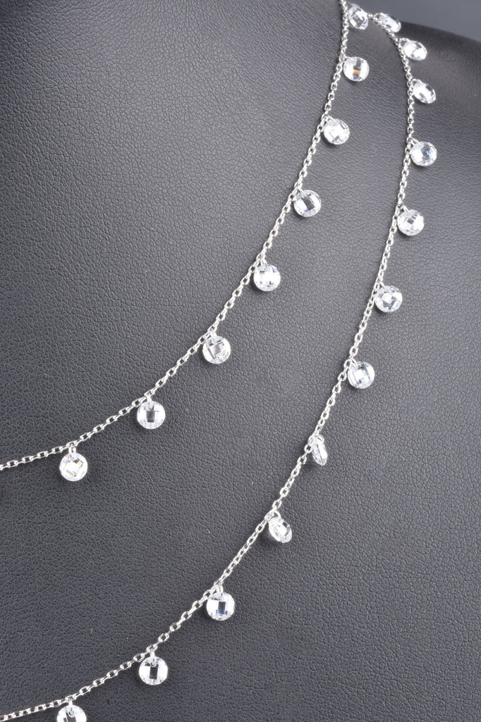 Sterling Couture Inspired 16" or 36" Delicate Faceted Drop Necklace