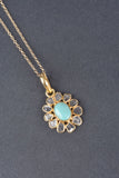 1/2ct Maharaja Polki Diamond and Turquoise Pendant with Chain