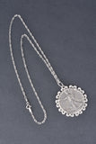Walking Liberty Coin Half Dollar with Gemstone Border Pendant w/ Necklace