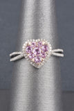 Sterling  1/2ct Pink Sapphire and 1/5ct Diamond Heart Ring