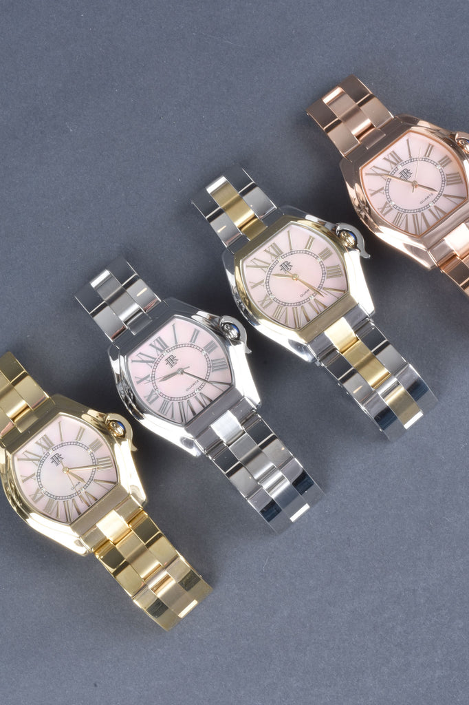 Italian Pink Mother of Pearl Luxury Tonneau Watch