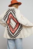 Stone Washed Jacket with Aztec Design