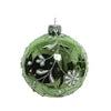 Mistletoe Green Flower Embellished European Glass Ornaments, Set of 6