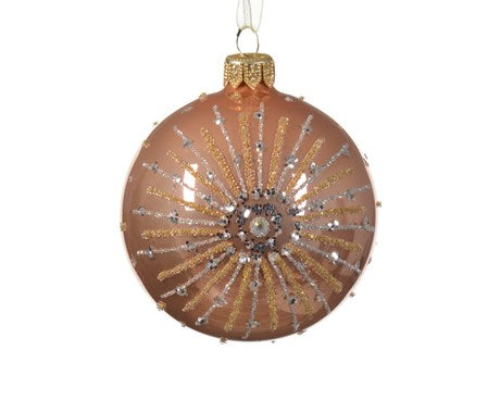Sparkling Rose Starburst European Glass Ornaments, Set of 6