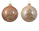 Sparkling Rose Christmas Tree European Glass Ornaments, Set of 6