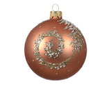 Red Copper Embellished Swirl European Glass Ornaments, Set of 6