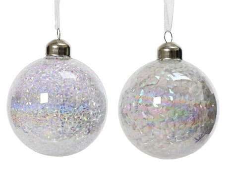 Iridescent Sparkling Glass Ornaments, Set of 6