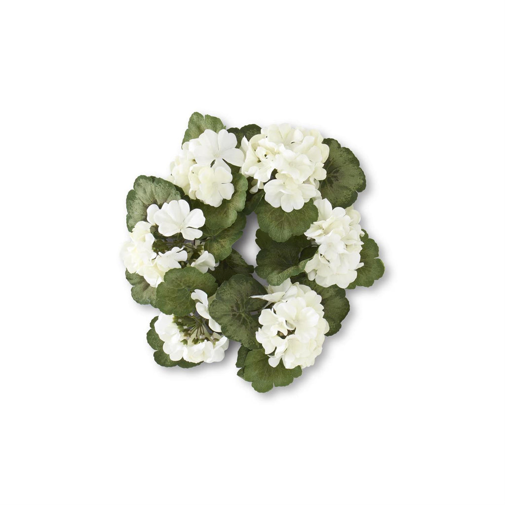 White Geranium Candle Ring, Choice of Size