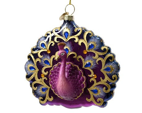 Royal Glass Peacock Ornaments, Set of 2
