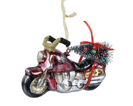 Motorcycle Glass Ornaments, Set of 2