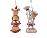 Baking Mice Glass Ornaments, Set of 2