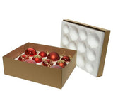 12 Piece Christmas Red and Burgundy Glass Ornament Box Set
