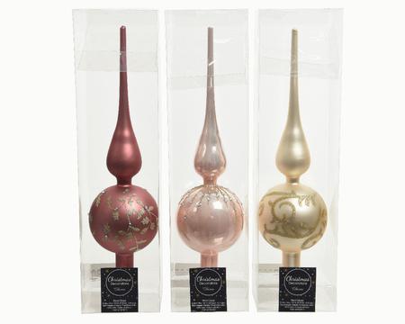 Velvet Pink, Blush, and Pearl Glass Finials, Set Of 3