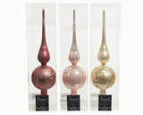 Velvet Pink, Blush, and Pearl Glass Finials, Set Of 3
