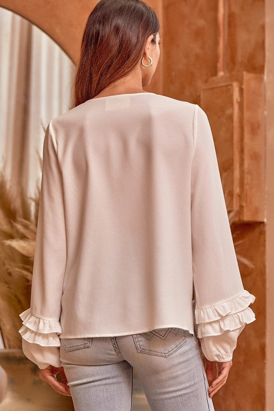 Embroidered Top with Sleeve Detail