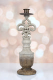 Set of 3 Gray Wash Taper Candleholders