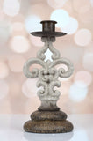 Set of 3 Gray Wash Taper Candleholders