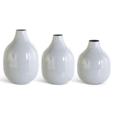 Set of 3 Gray Enameled Metal Vases