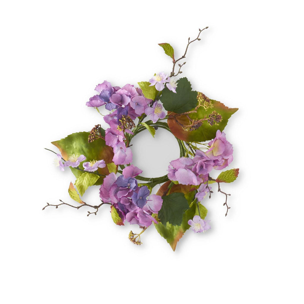 Purple Hydrangea Candle Ring, Choice of Size