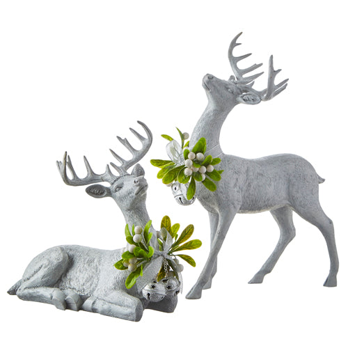13.5" Deer With Mistletoe, Set of 2