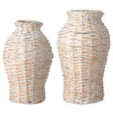 Whitewashed Willow Woven Vases - Set of 2