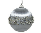 Silver Ornaments with Beaded Bands, Set of 12