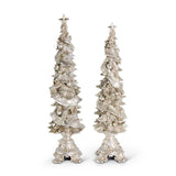 Set of 2 Grand Glittered Trees on Pedestals