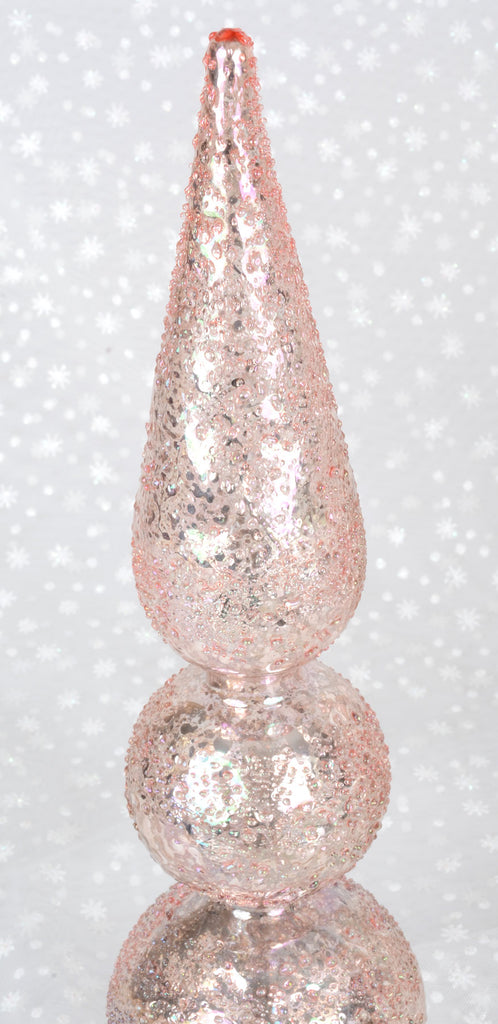 Set of 3 Pink Textured Mercury Glass Finials