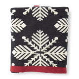 60 Inch Square Black & White Knit Snowflake Throw